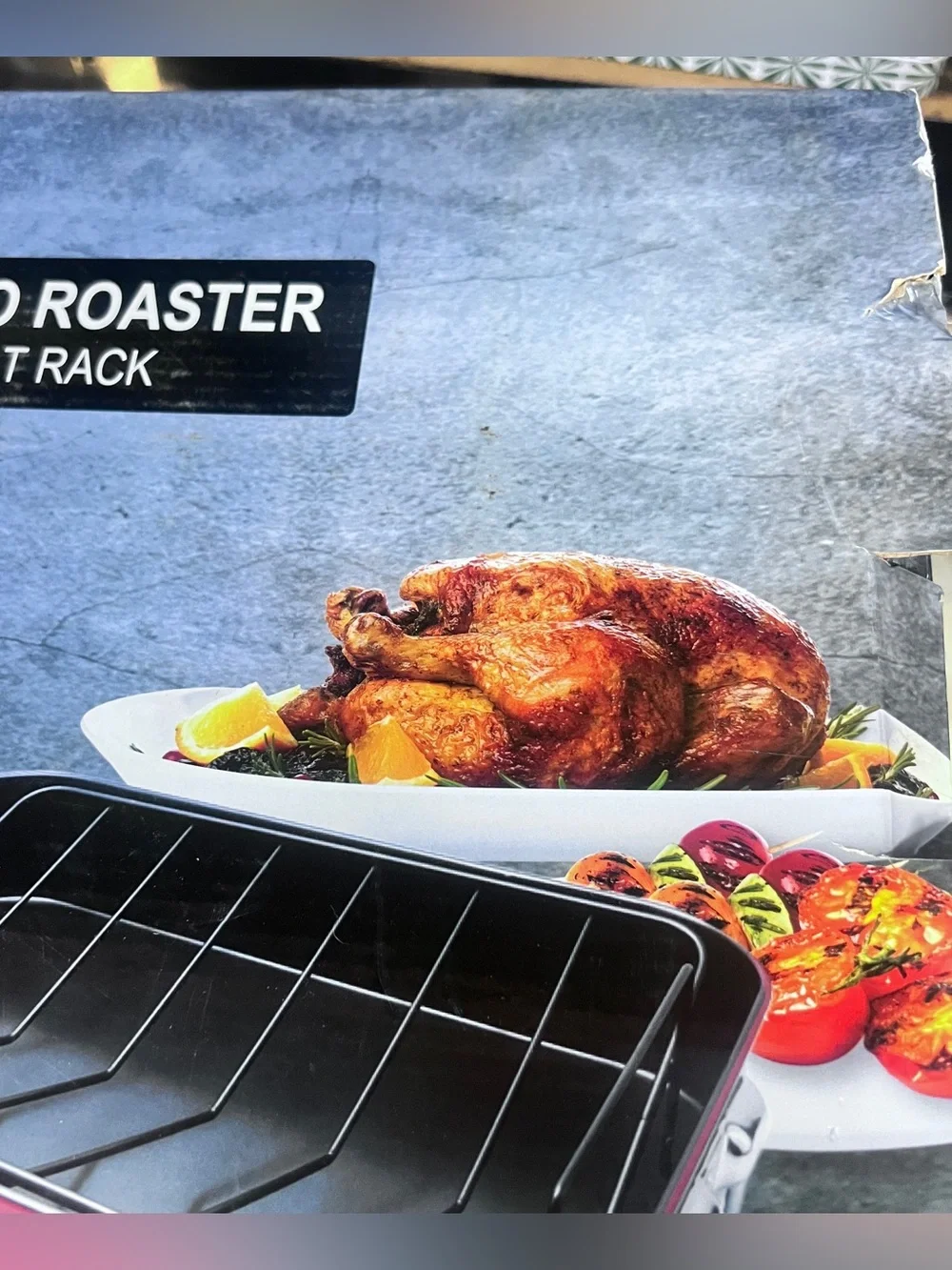 Robert Irvine Jumbo Roaster with Meat Rack - Red
